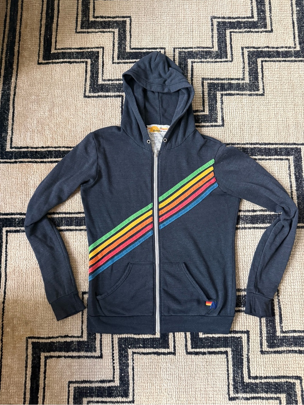 Aviator Nation Disco Stripe Zip-Up Sweatshirt - Size M